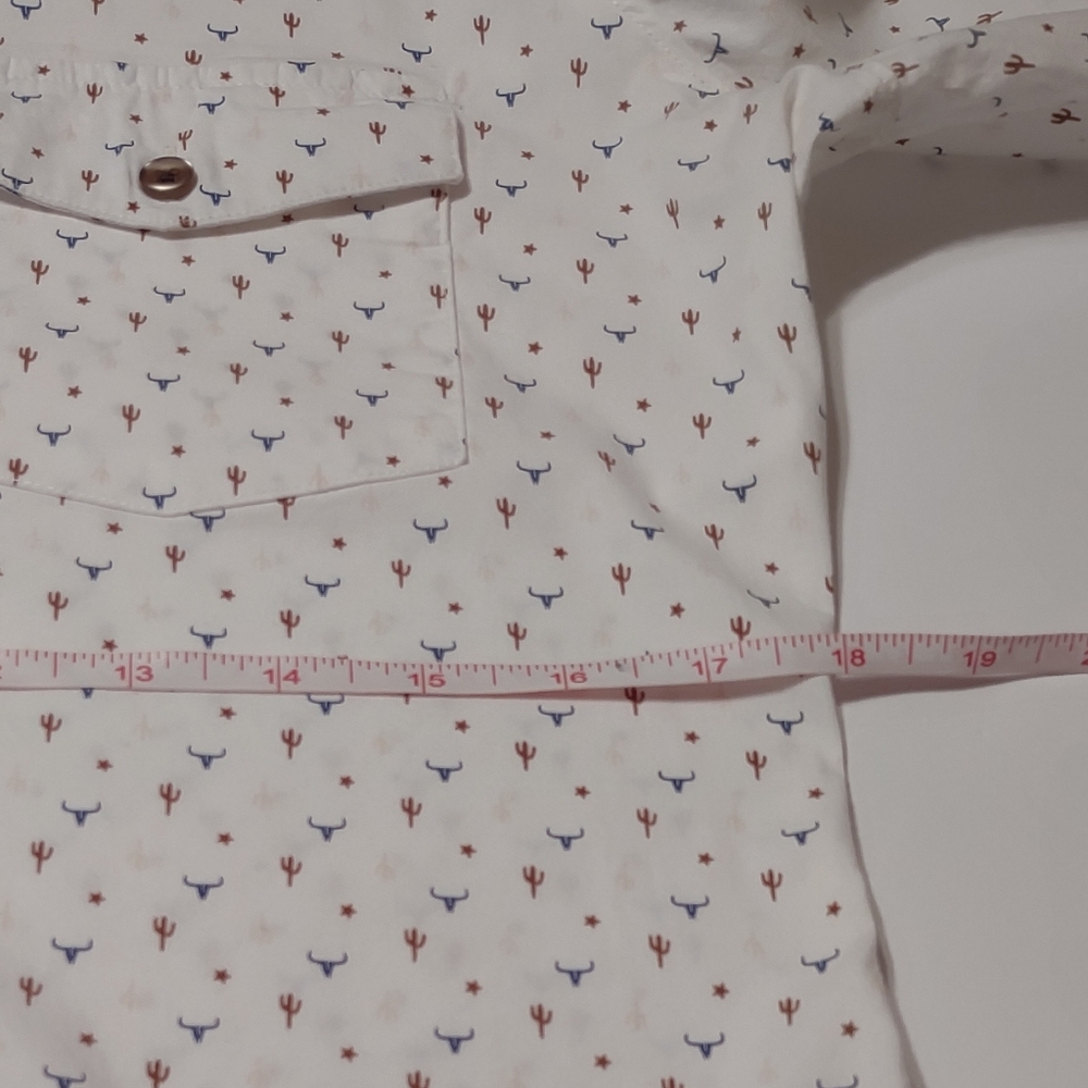Rank 45 White Printed Button-Up Cotton Long Sleeve Shirt Medium - Picture 9 of 10